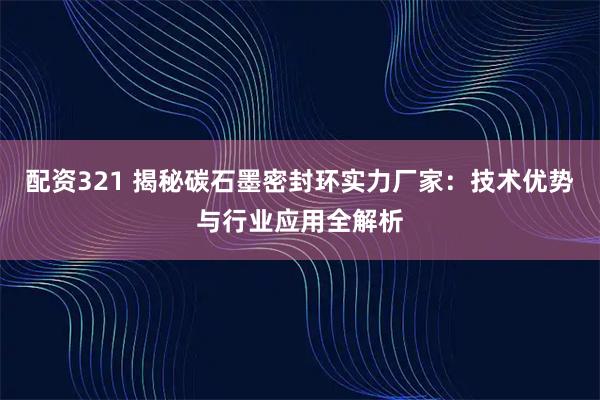 配资321 揭秘碳石墨密封环实力厂家：技术优势与行业应用全解析